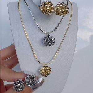 Gold Rhodium earrings and necklace set